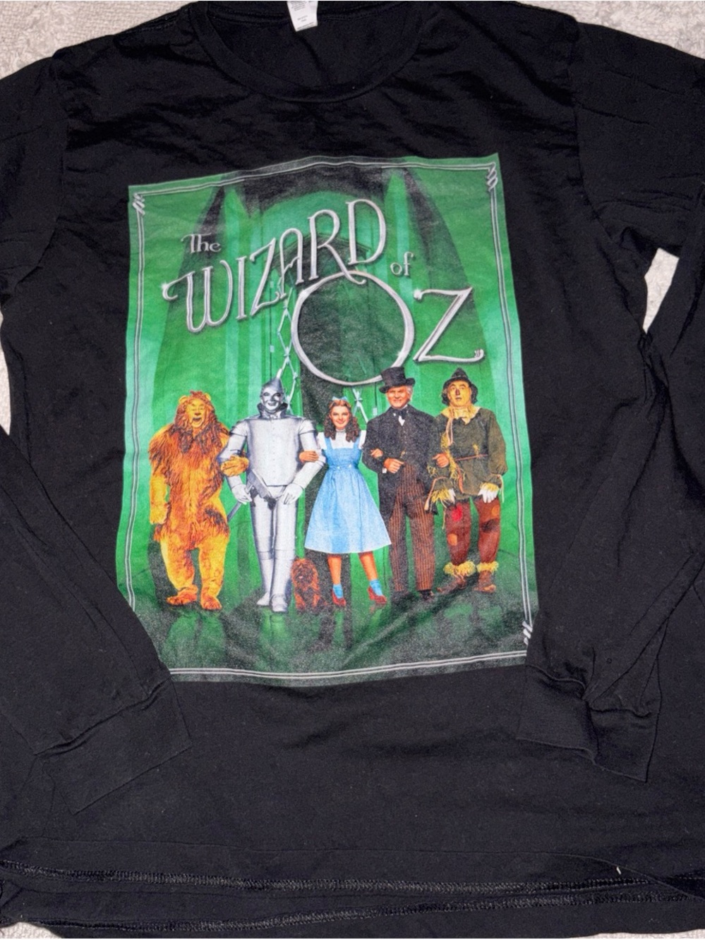 Wizard of Oz Graphic Long Sleeve Tee - Black with Green Print